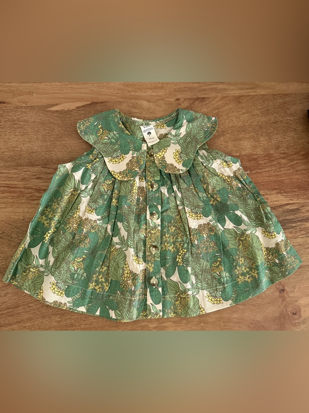 Kate Quinn Green Floral baby Girls' Button-Front Dress -NWOT -3-6 months